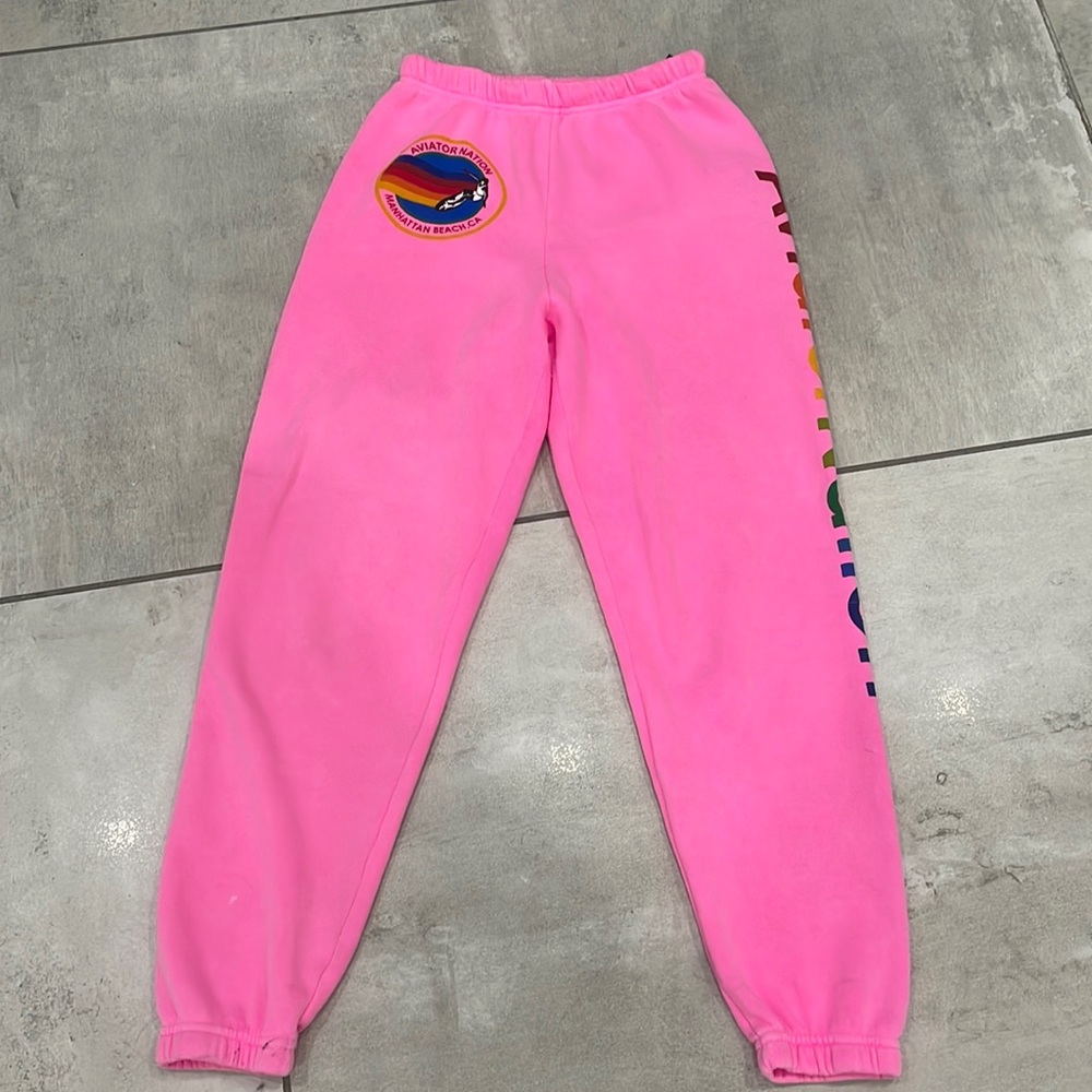 Aviator Nation pink sweatpants (sold out in store and online)